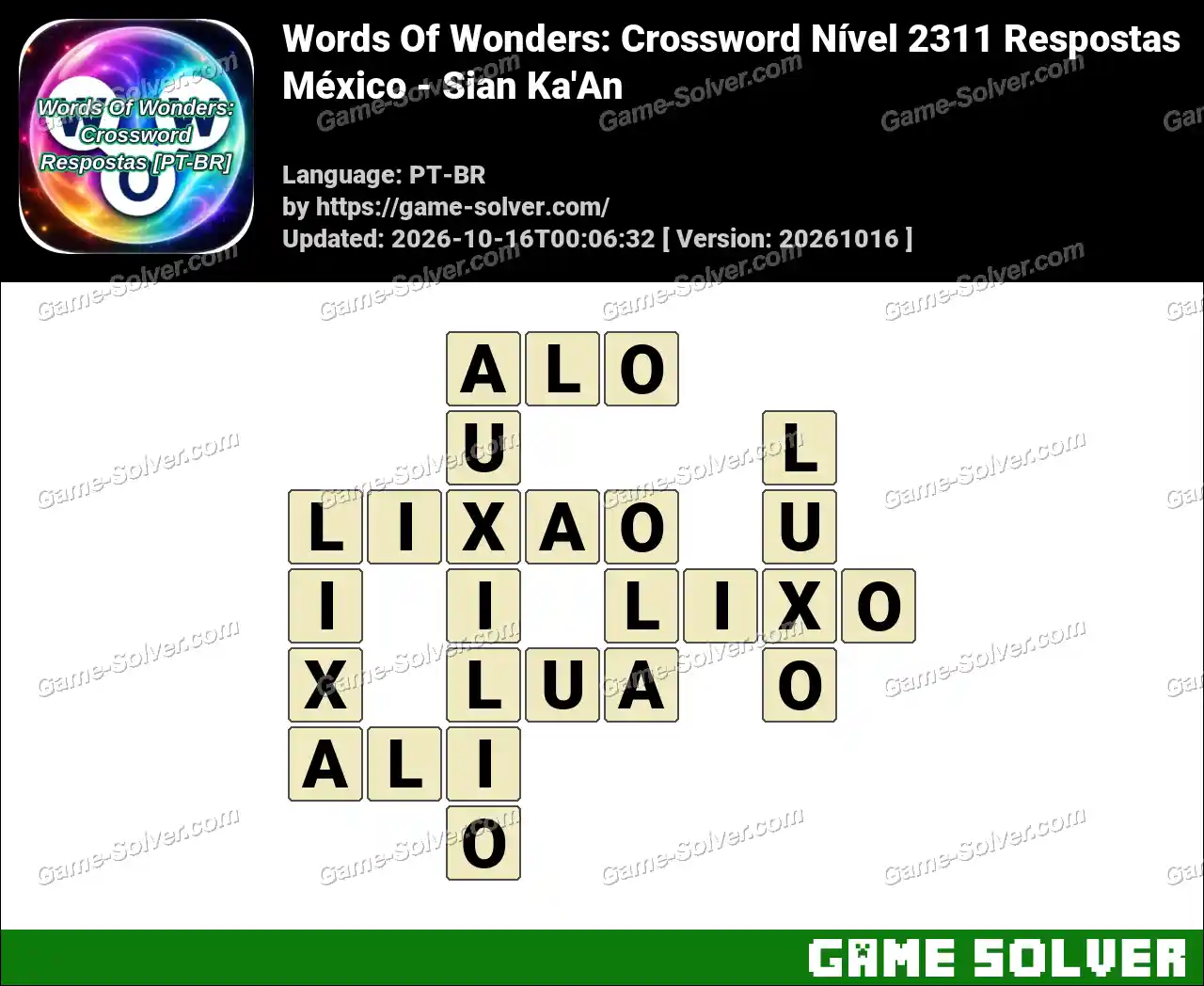 Words Of Wonders: Crossword Nível 2311 Respostas – México – Sian Ka’An